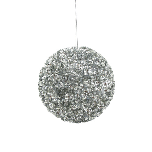 Beaded Sequin Ball Silver