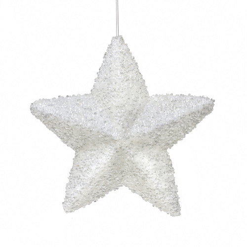 Beaded Sequin 5 Point Star White