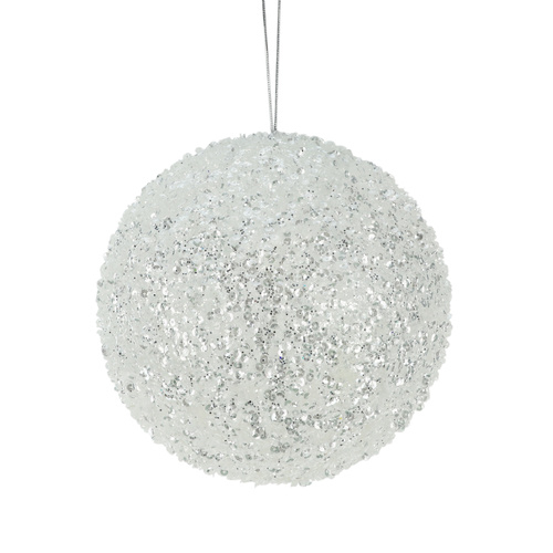 Beaded Sequin Ball White Lge