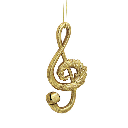Gold Trebel Clef Ornament