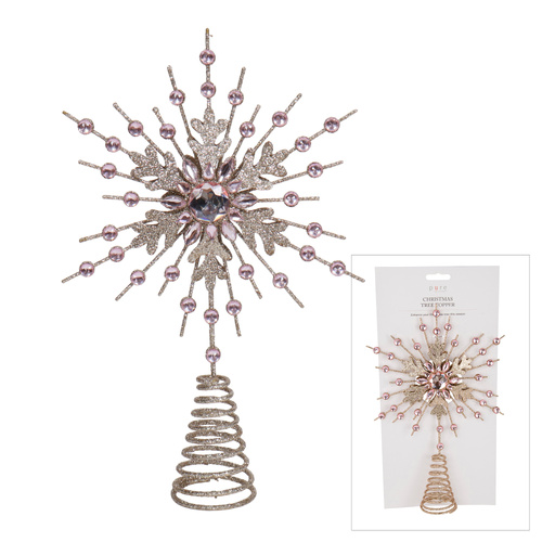 Pink Champagne Toned Tree Topper Star
