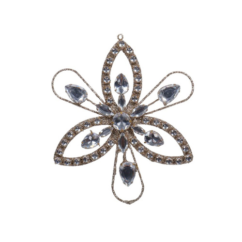 Champagne w/ SIlver Accents Flower Ornament