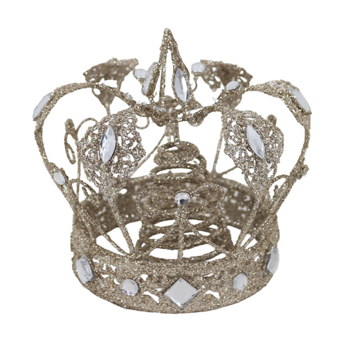Glittered Champagne Crown Topper