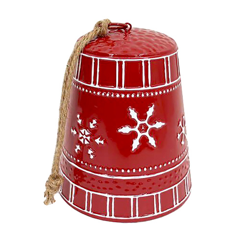 Red Bell w/ White Snowflakes