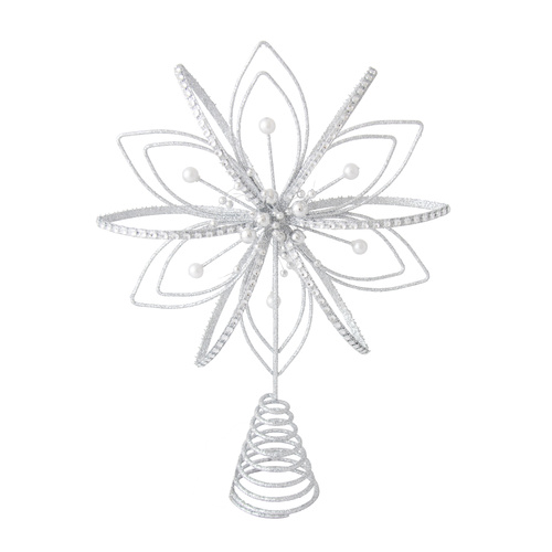 Silver Flowerburst Tree Topper 