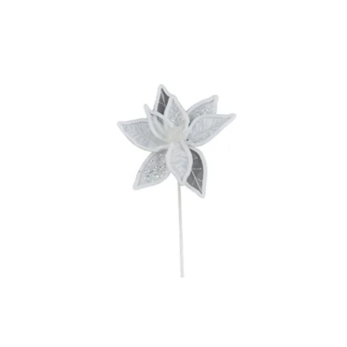 Poinsettia White Fabric Stem