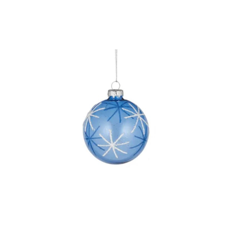 Snowflake Blue Glass Bauble