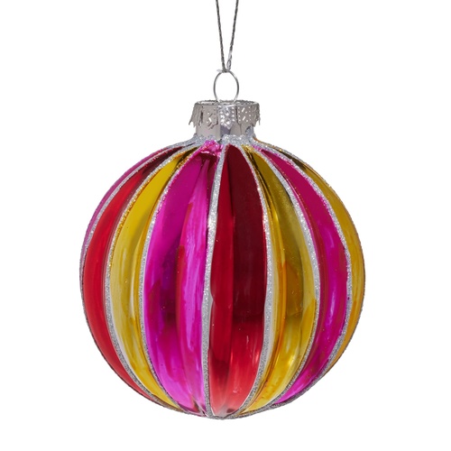 MultiColour Striped Bauble