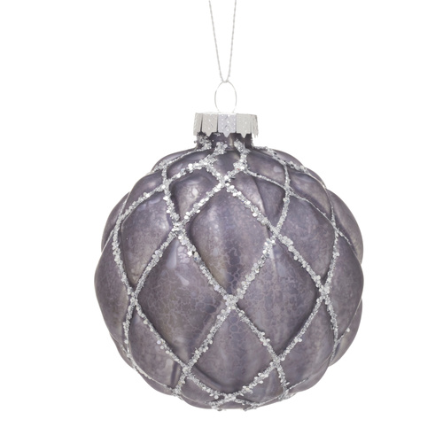 Platinum Textured Glass Bauble