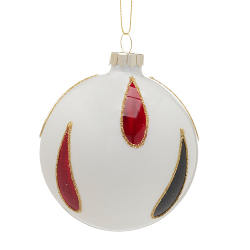 White Glass w Red Black Pattern