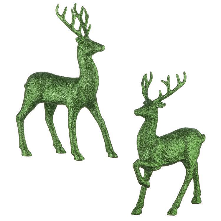 Raz | Charming Holiday | Green Glitter Deer
