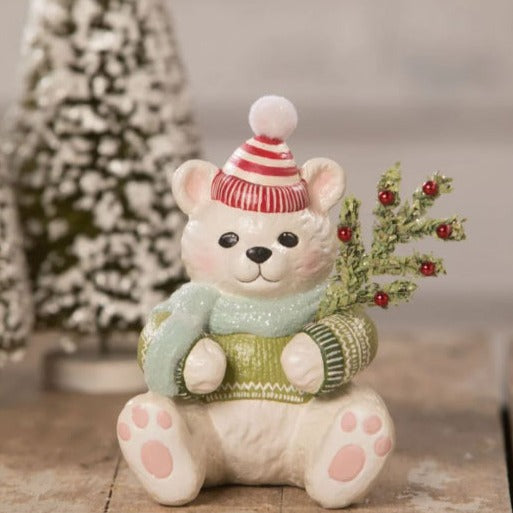 teddy bear with holly and hat festive emporium