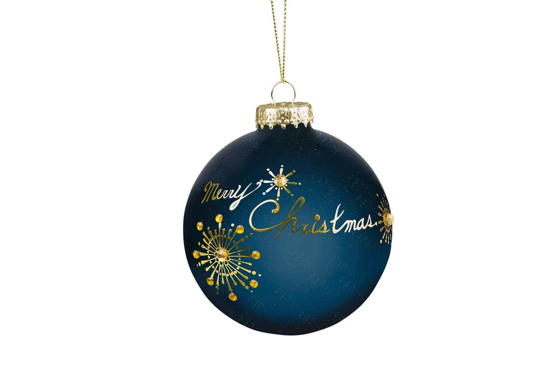Blue Merry Christmas Bauble - Festive Emporium