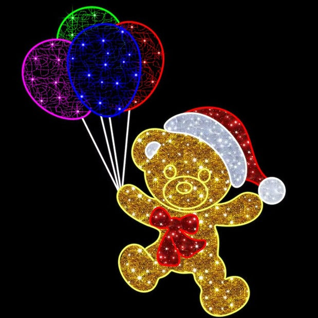 floating teddy balloons christmas motif light