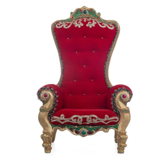red velvet with gold accents santa chair