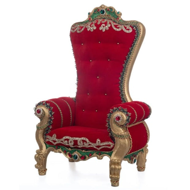 red velvet with gold santa chair