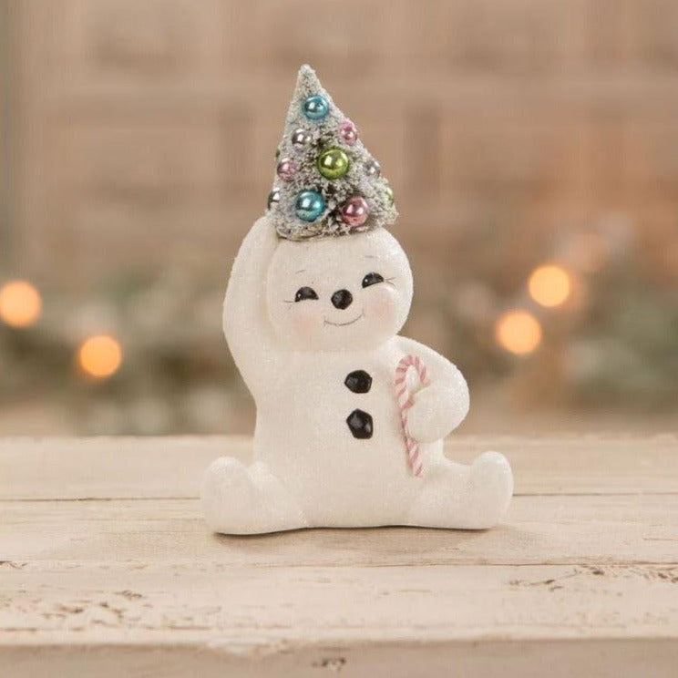 Pastel Candy Cane Snowman with Tree - Festive Emporium