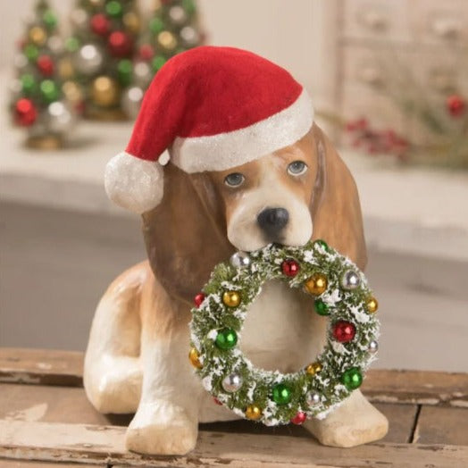 puppy holding wreath in mouth festive emporium
