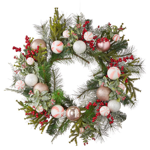 raz christmas wreath peppermint pastel