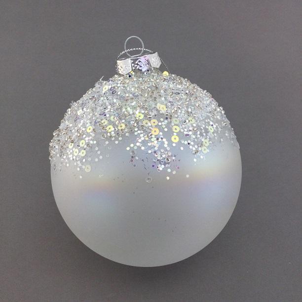 White Glitter Bauble - Festive Emporium